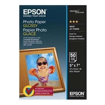 Epson Glossy Photo Paper C13S042545, 200 г/м2, 13x18см, 50 бр. , лъскав, мастиленоструен, бял, фотографска хартия (C13S042545)