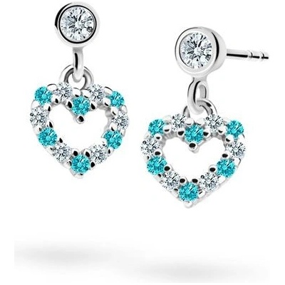 Danfil detské náušnice srdiečka C2157 z bieleho zlata mint green puzeta