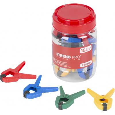 Svorka Strend Pro Premium, pružinová, farebná, 15 ks, 1"/25 mm