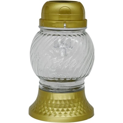 Madona solární LED hřbitovní lampa baňka zlatá 17 cm