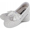 Prelamované čipkované tenisky mašlička biele