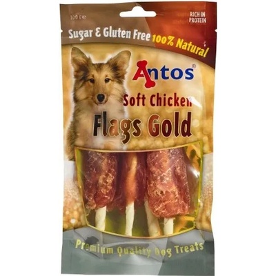 ANTOS Flags Gold - лакомство за куче - пилешки филенца със солета от телешка кожа 100 гр - Нидерландия - 20224