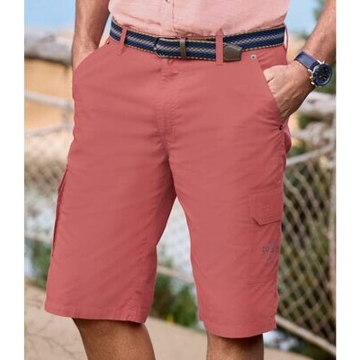 Atlas For Men Plátenné kapsáčové bermudy Casual Chic Ružová