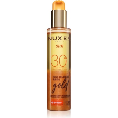 NUXE Sun Sun Oil Gold SPF 30 слънцезащитно олио за лице и тяло с озаряващ ефект SPF 30 150ml