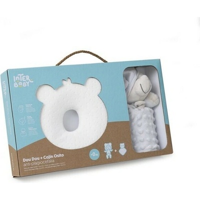 Interbaby set medvedík ergonomický vankúšik + prítulka sivý