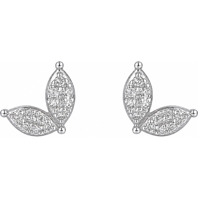 Šperky Eshop - Diamantové náušnice 14K se dvojicí listů z kombinovaného zlata S6BT600.16
