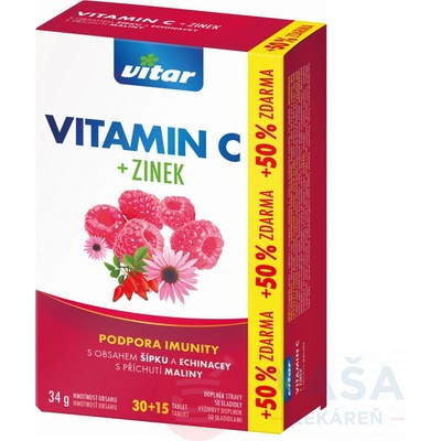 Revital Vitamin C + Zinok + Echinacea + šípek 45 tabliet
