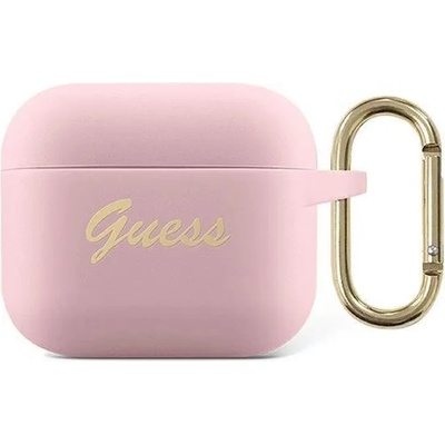 GUESS Луксозен Калъф за Apple Airpods 3, Guess Silicone Case, Розов (GUA3SSSI)