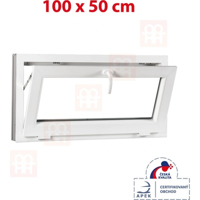 OKNA-HNED.SK Plastové okno 100x50 cm (1000x500 mm) biele sklopné pivničné