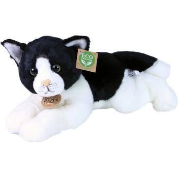 Rappa Плюшена играчка Rappa Еко приятели - Котка, черно и бяло, лежаща, 30 cm (203938)
