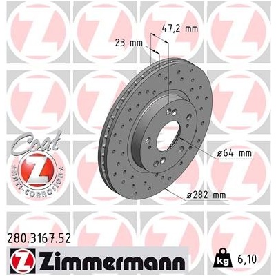 Brzdový kotúč ZIMMERMANN 280.3167.52 (280316752)