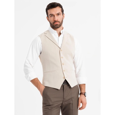 Ombre Clothing Прилепнала елегантна мъжка жилетка с еластан и лацкани ръбове Ombre Clothing Ombre Clothing | Bezhov | МЪЖЕ | L