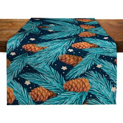 Allbag VIANOČNÝ OBRUS ŠTÓLA Vianočný Behúň Vetvičky Borovice ŠIŠKY 30x146 cm