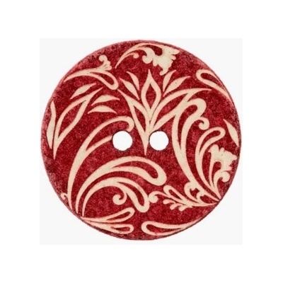 Bavlnený recyklovaný gombík s ornamentom UNION KNOPF (rôzne farby) Farba: vínová, Priemer: 23 mm