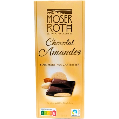Moser Roth Chocolat Amandes Edel Marzipan Zartbitter jemná hořká s jemnou marcipánovou náplní 150 g