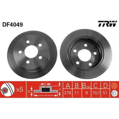 TRW Brzdový kotúč DF4049 sada 2 ks