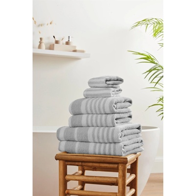 Homelife Хавлиена кърпа Homelife 6 Piece Stripe Towel Bale - Silver