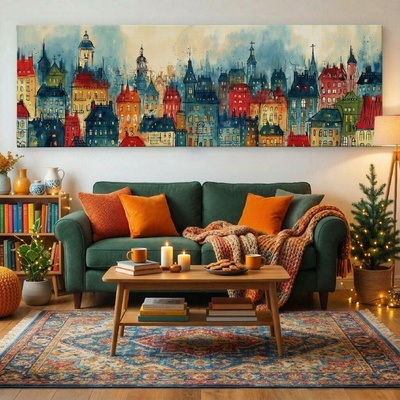 Obraz na plátně - Praha stověžatá, Věže, střechy, město FeelHappy.cz Vyberte rozměr obrazu (šířka x výška): 150 x 50 cm