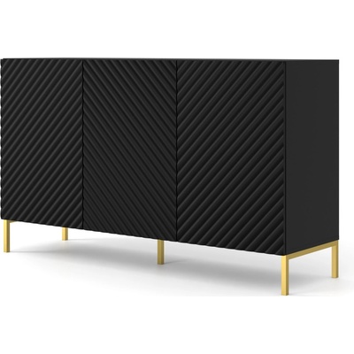 BIM Furniture Комод surf 3d 150 см, черен мат, златни крака (surfcab150bglegs)