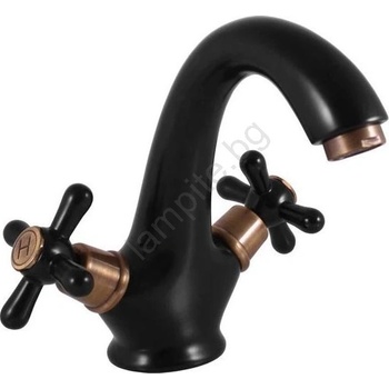 RAV SLEZÁK MK128.0CMATSM - Смесител за умивалник MORAVA RETRO 16 см черен/месинг (RV0074)