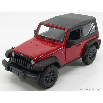 Maisto Jeep Wrangler Willys Soft top 2014 červeno čierna 1:18
