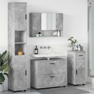 vidaXL Комплект мебели за баня 4 бр. Циментено сиво 35 x 30 x 192 см (3393056)