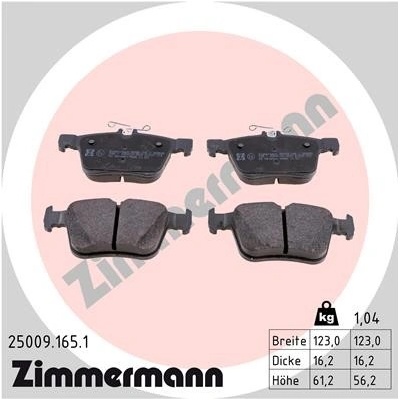Sada brzdových destiček, kotoučová brzda ZIMMERMANN 25009.165.1