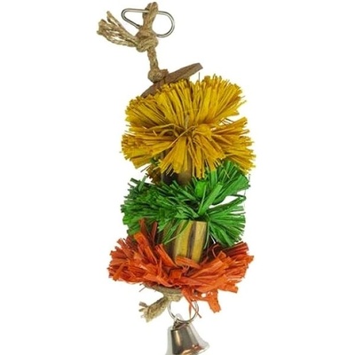 DUVO+ Závěsná barevná hračka z rafie, bambusu a kokosu S 24,1 x 6,4 x 6,4 cm