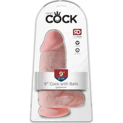 King Cock realistické dildo s varlaty a přísavkou 23 cm tělová