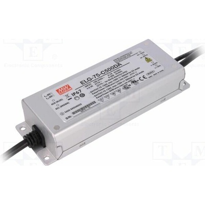 MEAN WELL ELG-75-C500DA Napájecí zdroj: spínaný; LED; DALI; 75W; 75÷150VDC; 500mA; IP67