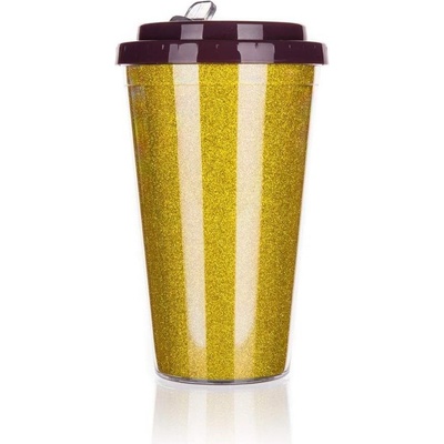 Banquet Hrnek cestovní dvoustěnný GLITTERS 500 ml zlatý