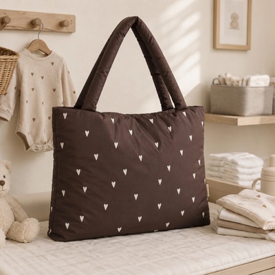 Studio Noos Taška Mom Bag Puffy Brown Hearts – Zboží Dáma
