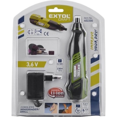 Extol Craft AKU priama brúska 3,6V Li-ion 1300mAh + 12 dielov