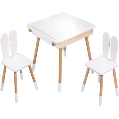 Elis design Detský stolík a 2 stoličky, biela/hnedá