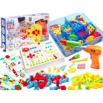 KIK KX7838_5 Mozaika puzzle plastové bloky + skrutkovač 261 ks