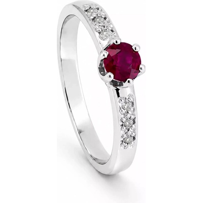 Stuchlík zlatý prsten s rubínem a diamanty 015157