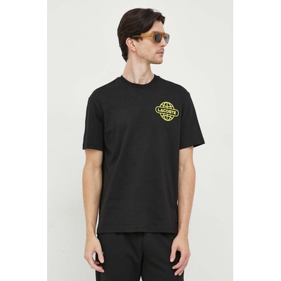 Lacoste Памучна тениска Lacoste в черно с принт (TH5644)