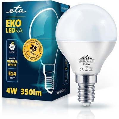 Eta EKO LEDka mini globe 4W, E14, neutrální bílá