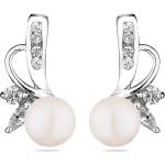 Swan Сребърни обици със сладководни бели перли SE0409W Swan