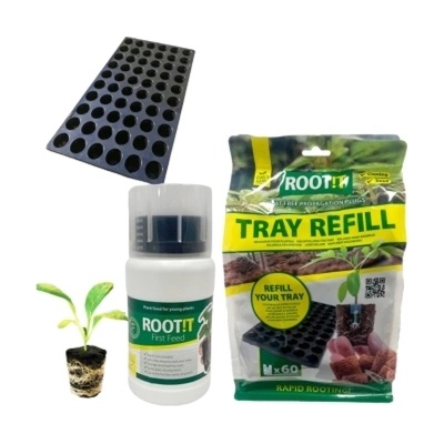 Комплект за разсад - ROOT! T коко блокчета 60 + тава 60 + ROOT ! T First Feed