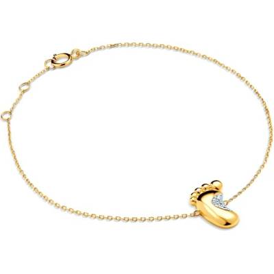 SAVICKI Náramok s príveskom stopa žlté zlato s diamantmi 18 cm - SAVB08072 Y C