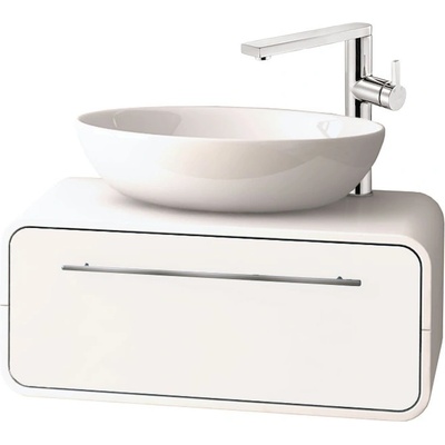 SEREL Комплект обзавеждане за баня - шкаф за баня Oval 80 + мивка CH33, бял лак или мат - Шкаф + мивка , Без допълнителни модули (SHKAF-OVAL80-MAT-BASE)