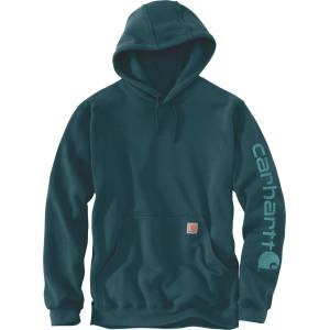 Carhartt WIP Мъжки суичър Carhartt Sleeve Logo Hooded Sweatshirt Hoodie - Dark Harbor Teal Heather (017-1864-1311)