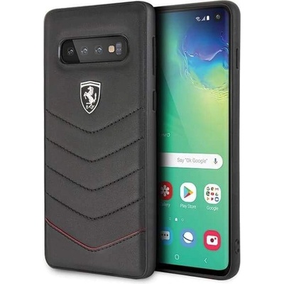 Ferrari Heritage Quilted Leather Hard Case - кожен кейс (естествена кожа) за Samsung Galaxy S10 (черен)