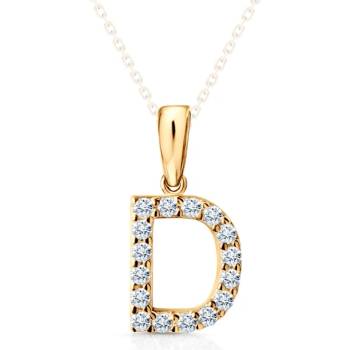 SAVICKI Висулка с буква d savicki: жълто злато, цирконий