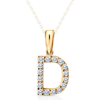 SAVICKI Висулка с буква d savicki: жълто злато, цирконий