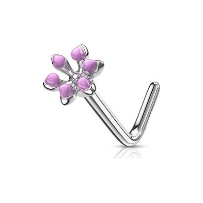 Šperky4U zahnutý piercing do nosu kytička N0129-A