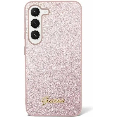 GUESS Кейс Guess Glitter Script за Samsung Galaxy S24, розов (3666339241391)