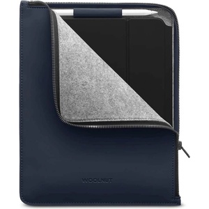 WOOLnut Coated Folio - кожен калъф с цип за iPad Pro 12.9 M2 (2022), iPad Pro 12.9 M1 (2021), iPad Pro 12.9 (2020), iPad Pro 12.9 (2018) (син)