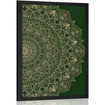 Plakát detailní ozdobná Mandala v zelené barvě - 60x90 no frame